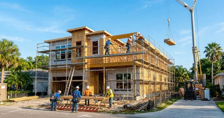 Compañías de construcción en Orlando Florida construyendo una casa residencial nueva