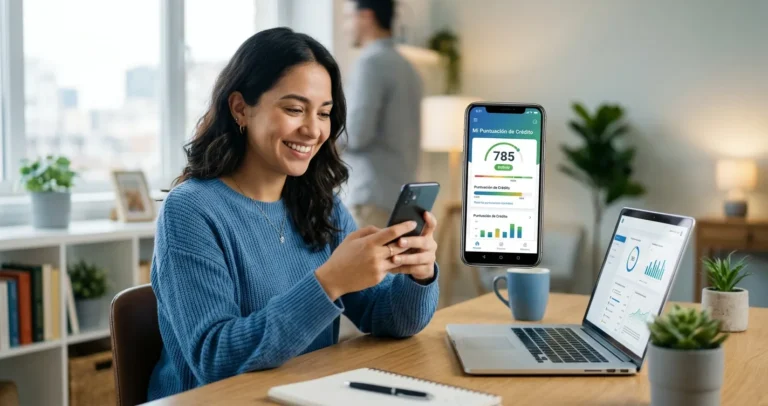 Cómo mejorar tu crédito en Florida - persona revisando su credit score en una app móvil